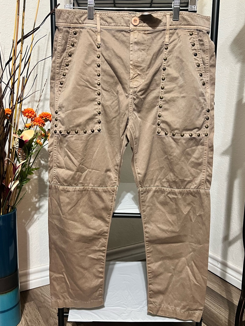 NWT Calvin Rucker Tan Studded Pants
